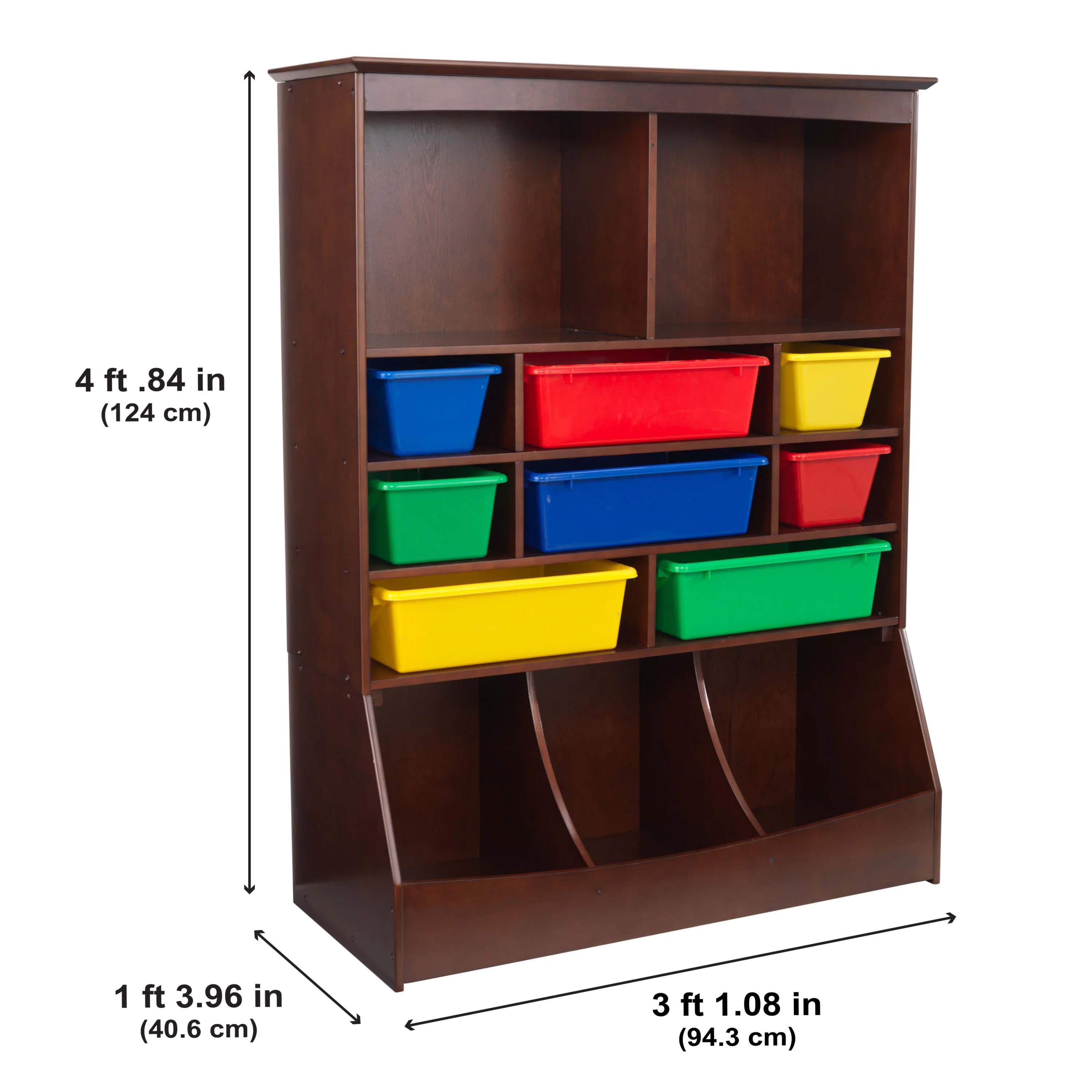 KidKraft Wood Wall Storage Unit Organizer with 8 Bins, Espresso