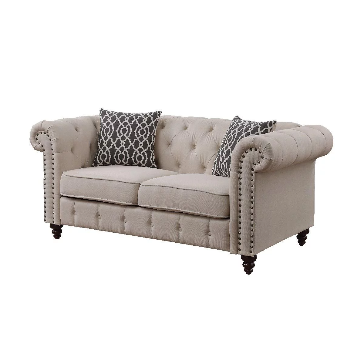 Traditional Tan Linen Sofa + Loveseat + Chair Acme Aurelia 52420-3pcs