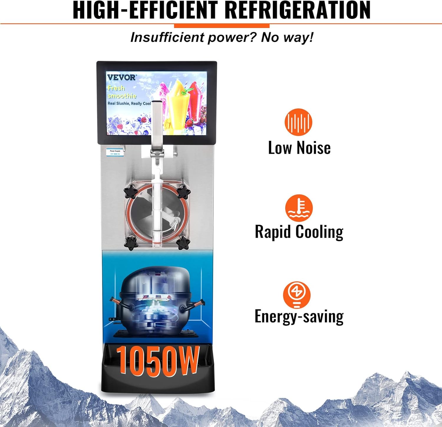 VEVOR Commercial Slushy Machine, 8L/2.1Gal Single Bowl Margarita Machines, 1550W Stainless Steel Alcohol Smoothie Frozen Drink Maker, Slushie Makers for Party Cafes Restaurants Bars Home