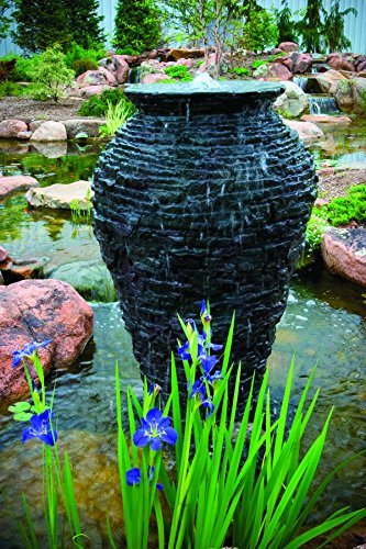 Aquascape Stacked Slate Urn Water Fountain Kit for Landscape and Garden, Medium | 58090