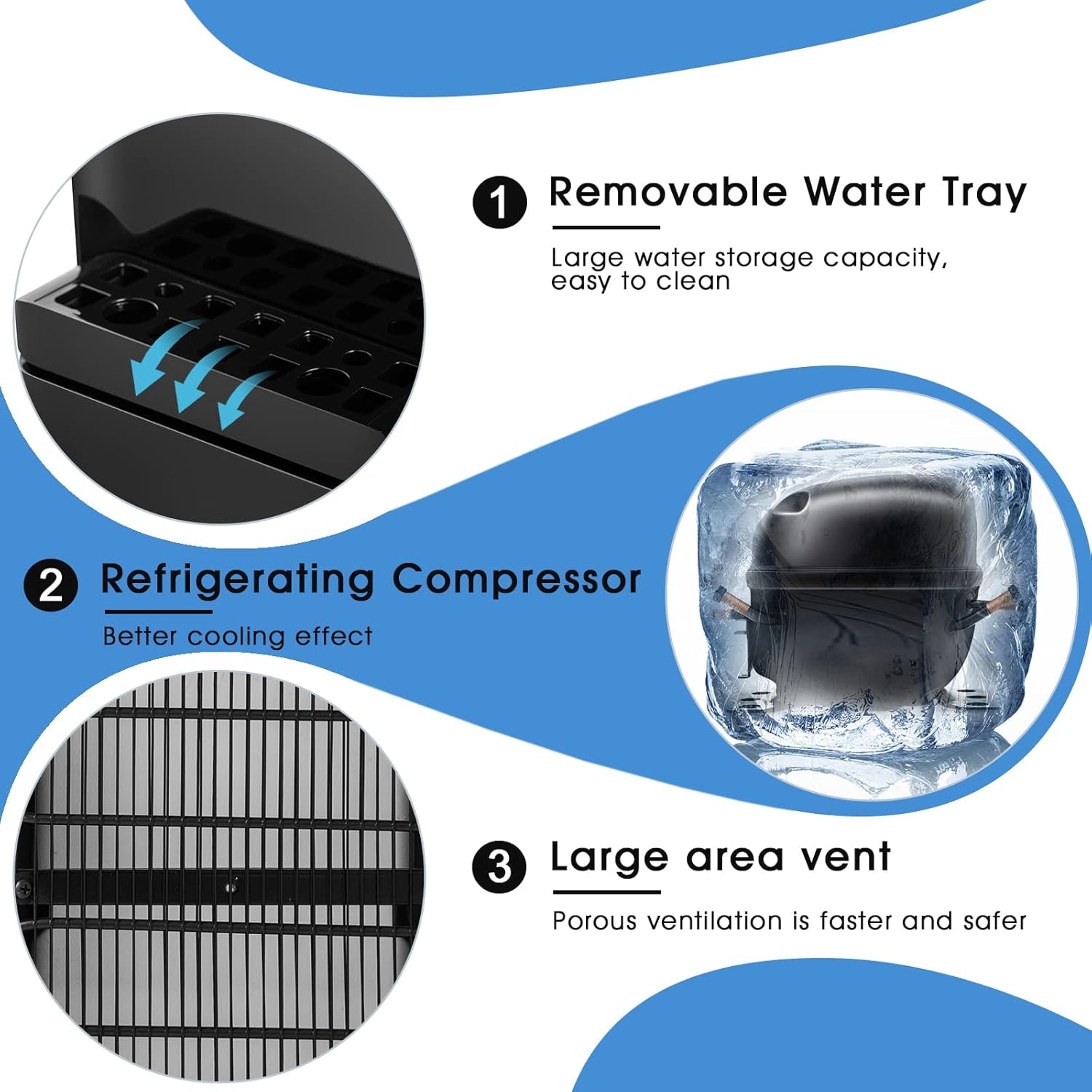 COSVALVE Water Cooler Dispenser, 5 Gallon Top Loading Hot/Cold Water Cooler,Compression Refrigeration w/Child Safety Lock,Storage Cabinet for Home Office, Apartment