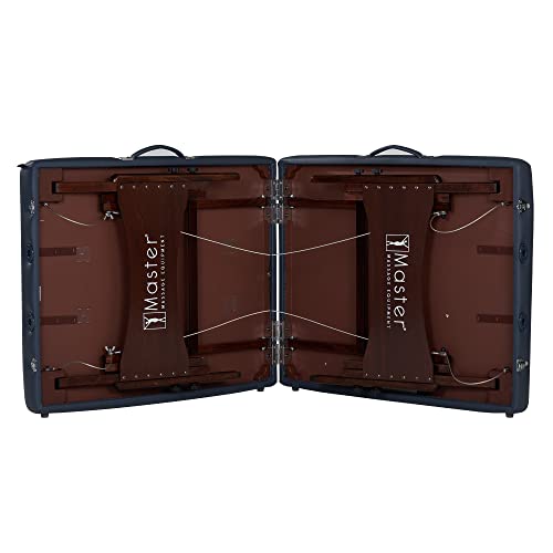 Master Massage Newport Portable Massage Table Package with Denser 2.5" Cushion, Walnut Stained Hardwood, Steel Support Cables, Pillows & Accessories, Black, 30"