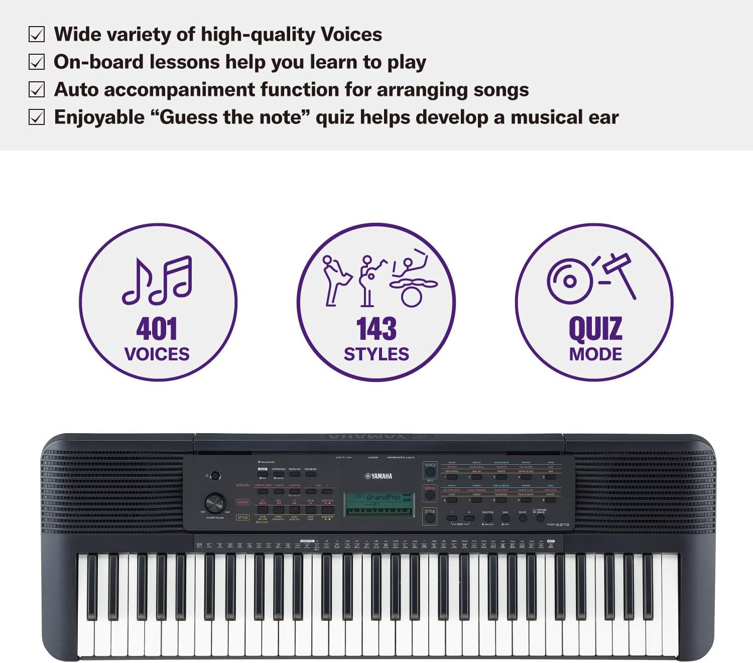 Yamaha, 61-Key PSR-E273 Portable Keyboard (Power Adapter Sold Separately)