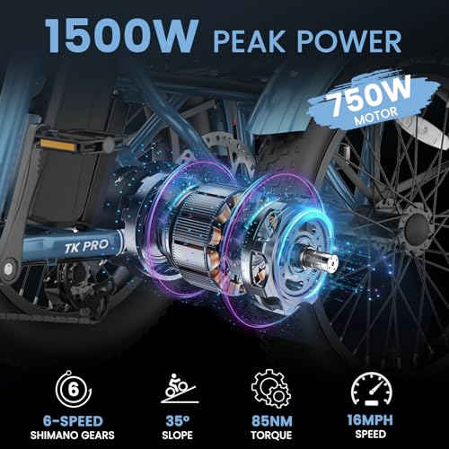 MOONCOOL Electric Tricycle for Adults, 500W/750W 48V 20" Folding Electric Trike Peak Power 1100W, 3 Wheels Electric Bicycle, Aluminum Frame Electric Tricycle with Large Basket and Removable Battery