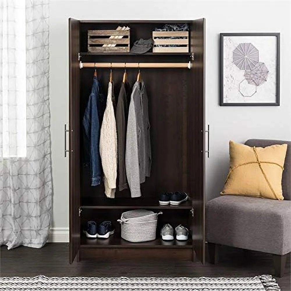 Contemporary 32" Wardrobe Armoire In Espresso