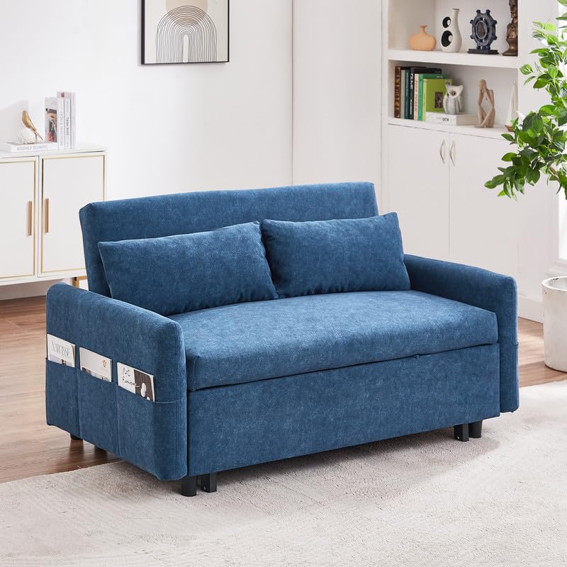 Convertible Chair Bed, 3 in 1 Convertible Sofa Bed Sleeper Chair with 3 Level Adjustable Backrest & 2 Pillow, Pull Out Sofa Bed in Microfiber, Sofa Bed Couch Loveseat Sleeper Bed for Living Room, Grey