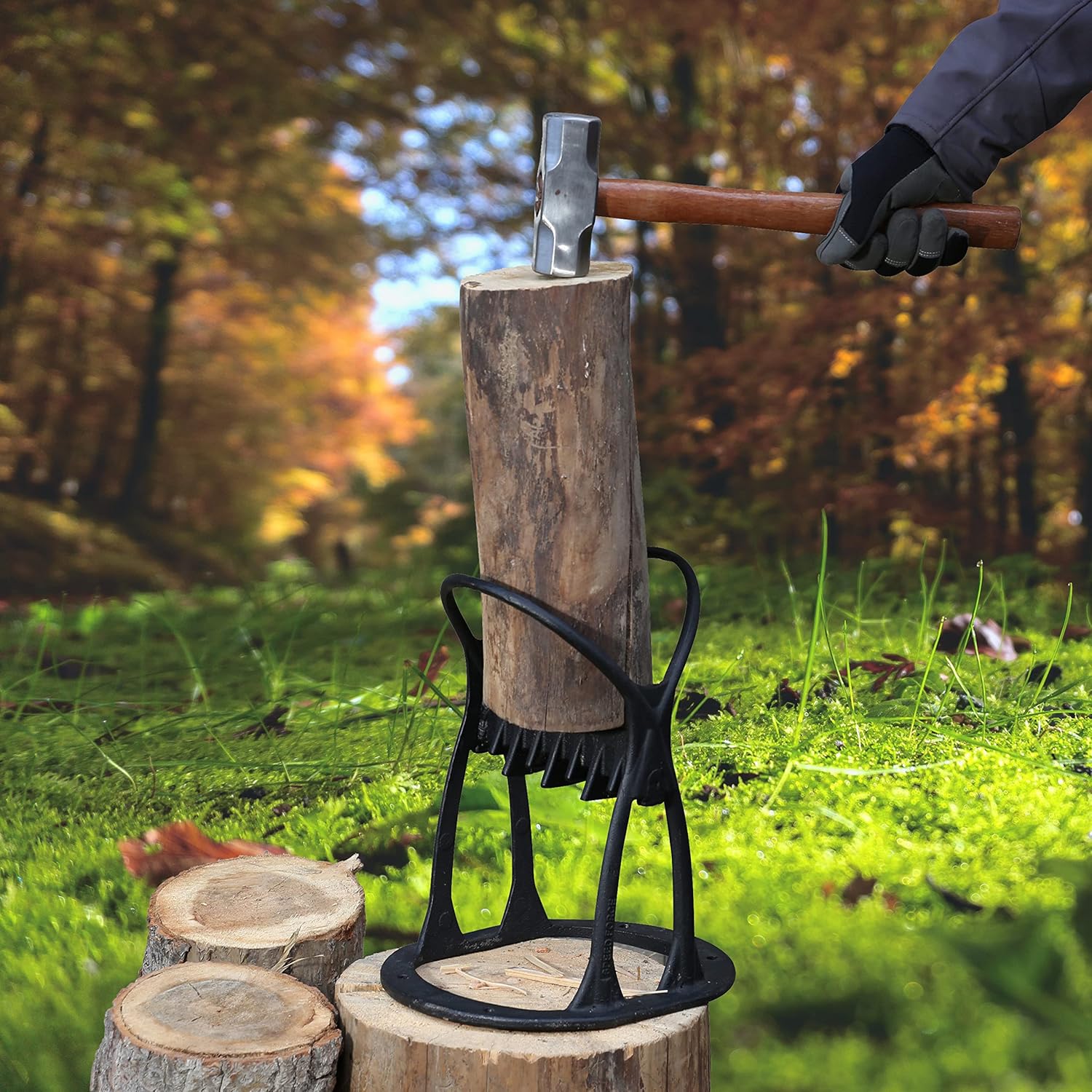 SPEED FORCE Firewood Splitter-Kindling Splitter-Log Splitter-Wood Splitter-Kindling Cracker – No Axe！Manual Log Splitter Wedge Made from CAST Steel Pack of 2