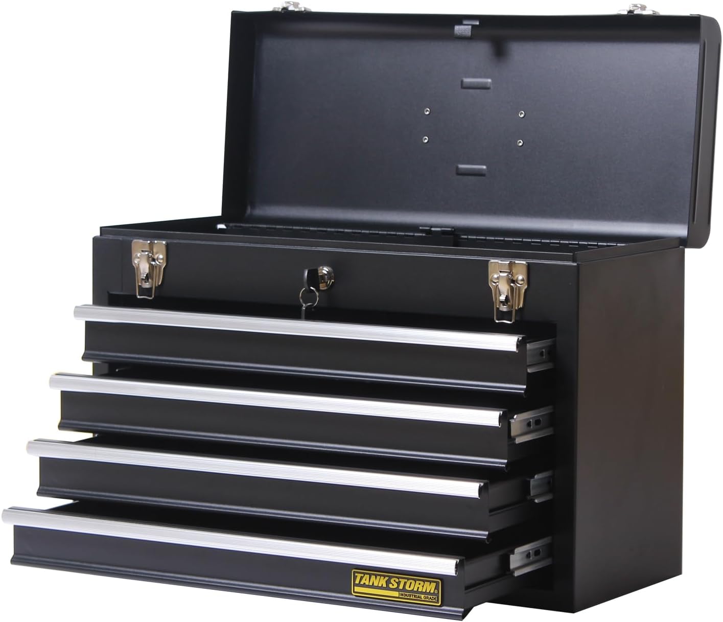 Portable Steel Tool Chest with Drawers,20.6" 4-Drawer Box Storage Organizer Cabinet Metal Toolbox with Ball Bearing Slides, Black(X4)