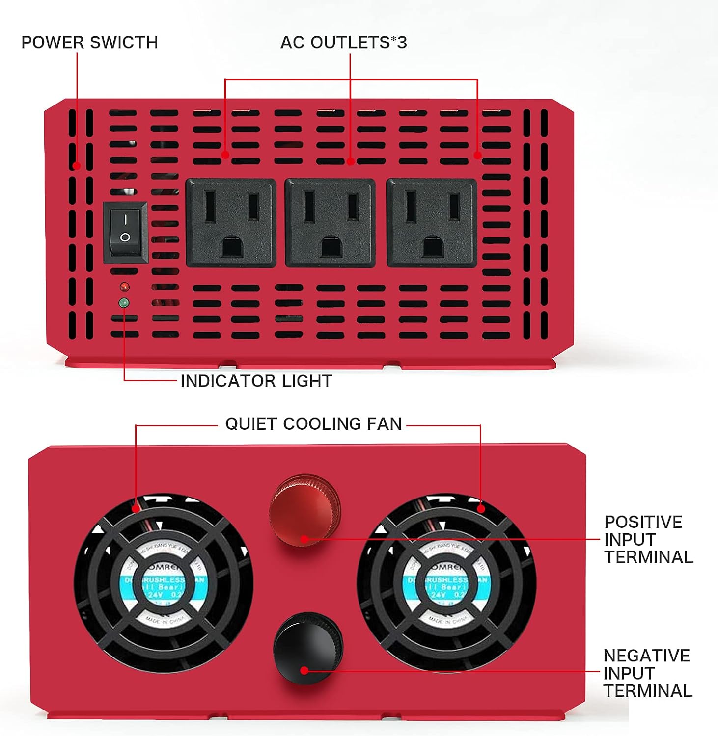 free 3000W Power Inverter DC 12V in to AC 110V Out Modified Sine Wave Converter for Home Car RV with AC Outlets Converter, 3000W INVERTER