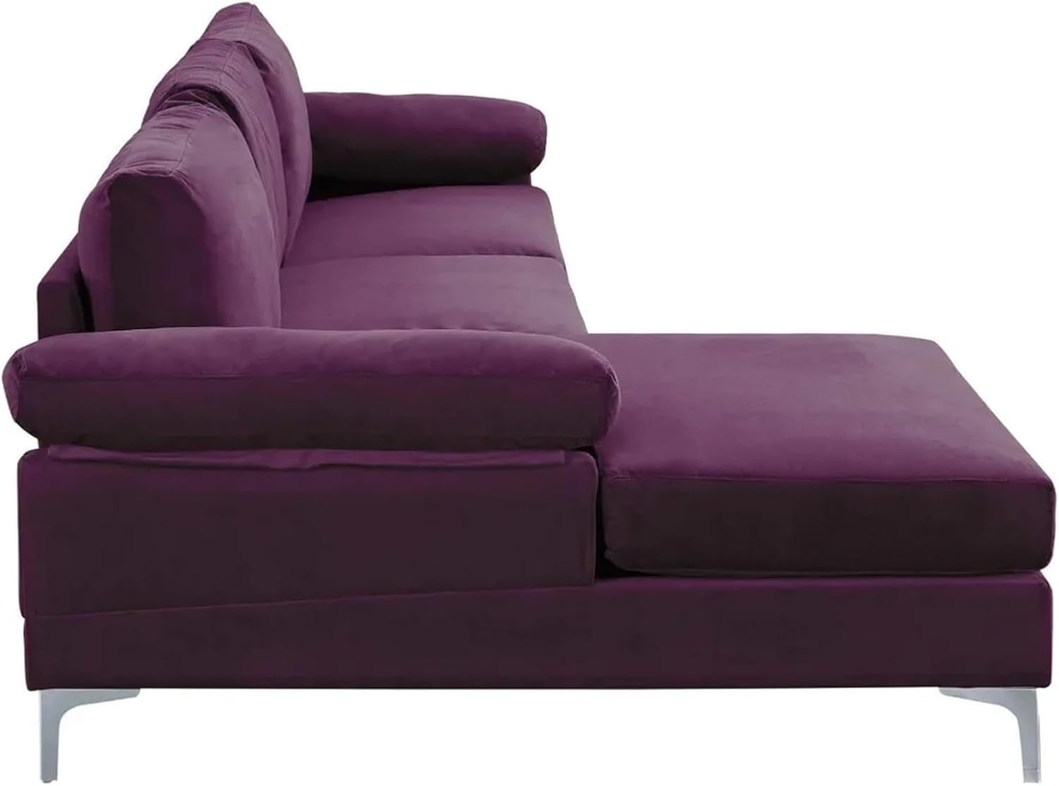 Modern Large Velvet L-Shape Sectional Sofa, with Extra Wide Chaise Lounge Couch, Purple ，Couch Shape, YY-991