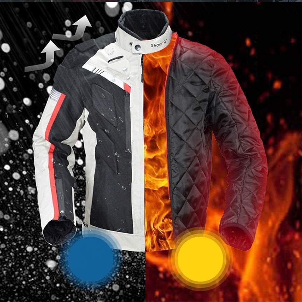 Motorcycle Jacket And Trousers Set, Waterproof Motocross Riding Jacket Windproof Touring Protective, Autumn Winter for Men and Women Racers Motorbike Clothing,L,Grey