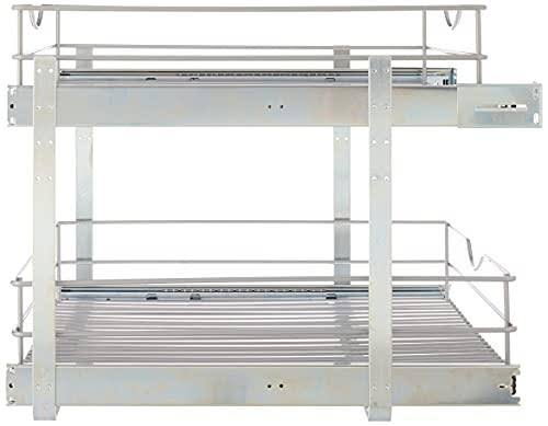 Knape u0026 Vogt RS-DBLMUB-20-FN 20.625 in. W x 21.75 in. D x 16.25 in. H Double Tier Pull Out Cabinet Organizer, Frosted Nickel