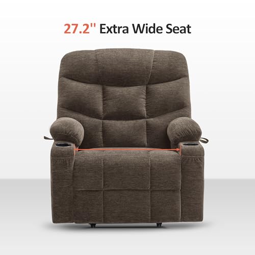 MCombo Power Lift Recliner Chair with Extended Footrest for Elderly People, Fabric 7287 (Navy Blue, Medium)