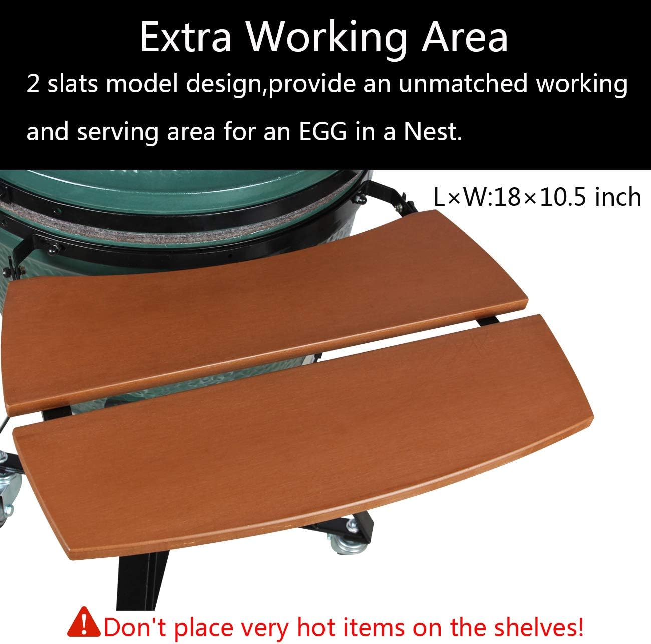 Dracarys HDPE Shelves for Big Green Egg Big Green Egg Accessories Replacement,Grill Egg Mate Folding Side Shelves Fit for Large (L) Big Green Egg Side Shelves Grill Smoker Accessories,Set of 2-New