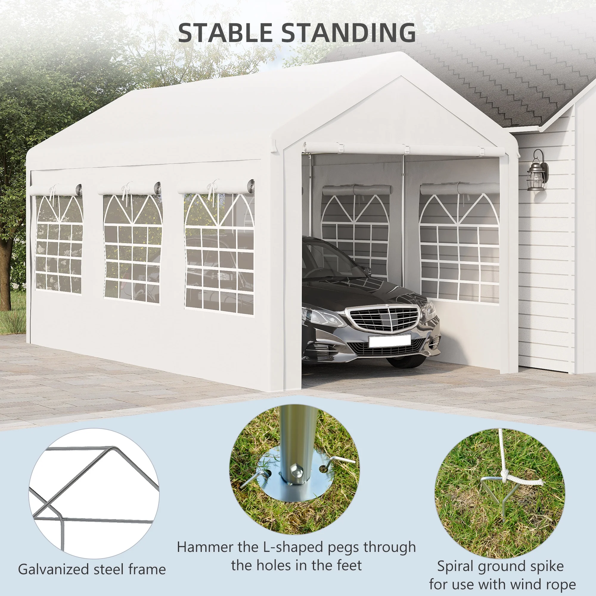 Outsunny 10' x 20' Carport and Large Party Tent, Height Adjustable