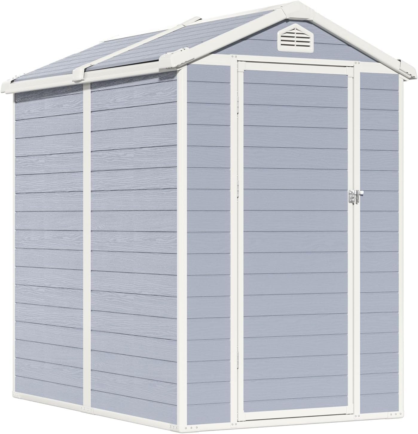 Aoxun 4'x6' Resin Outdoor Storage Shed with Lockable Door - Ideal for Garden Tools, Bike Accessories, Beach Chairs, and Patio Furniture - Gray
