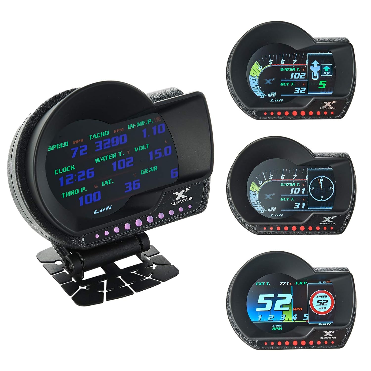 Lufi-Xf Multifunctional Obd2 Gauge, Heads Up Display, Obd2 Scanning Tool Combination Meter