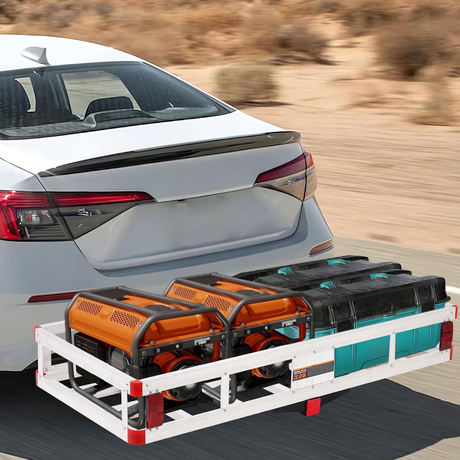 Hitch Cargo Carrier 49.4 x 22.4 x 7.1 inch,Trailer Hitch Mount Aluminum Cargo Basket Fits 2" Hitch Receiver, Luggage Carrier Rack for RV's, Trucks, Pickups, 500lb Capacity,Silver