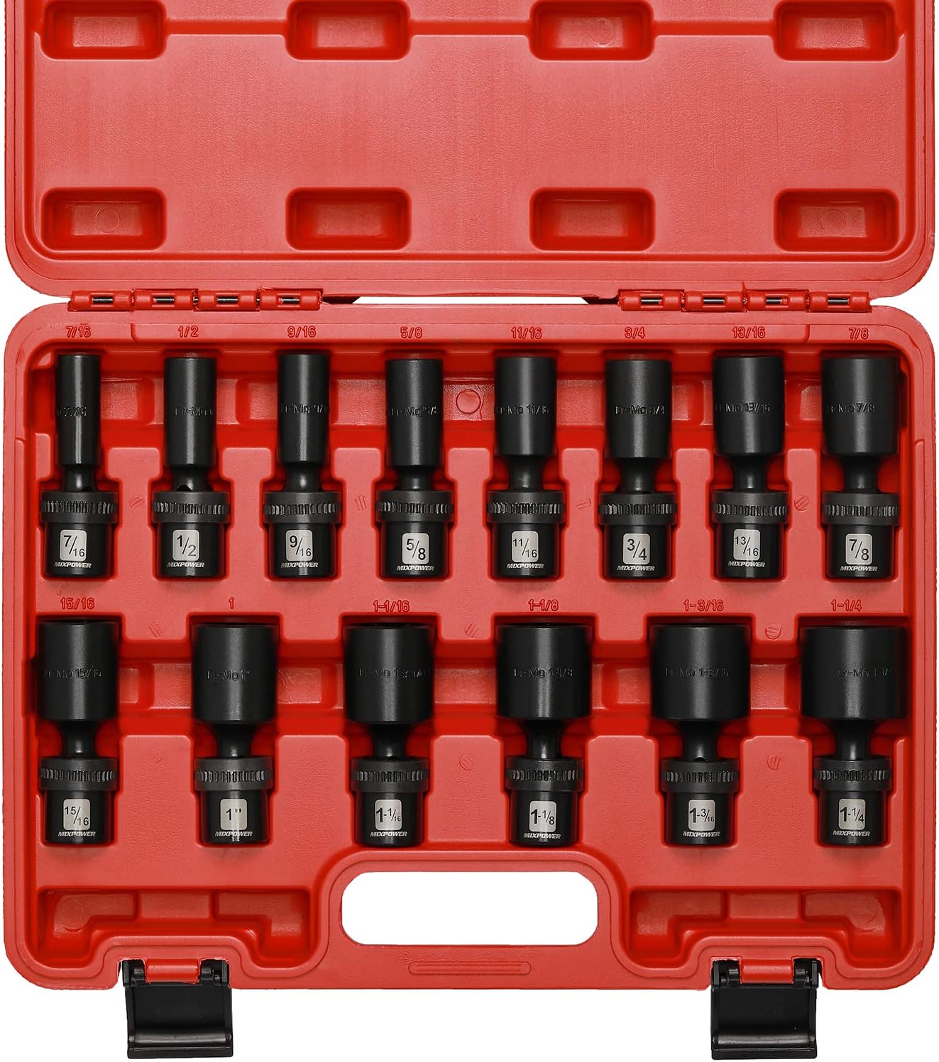 MIXPOWER 10-piece 3/8" Drive Shallow Universal Impact Socket Set, Metric,10-19mm, Swivel Socket with Flexible Wobble, CR-MO