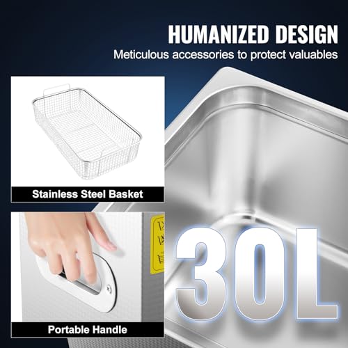 VEVOR 15L Ultrasonic Cleaner with Digital Timer&Heater Professional Ultrasonic Cleaner 40kHz Advanced Ultrasonic Cleaner 110V for Wrench Screwdriver Repairing Tools Industrial Parts Mental Cleaning