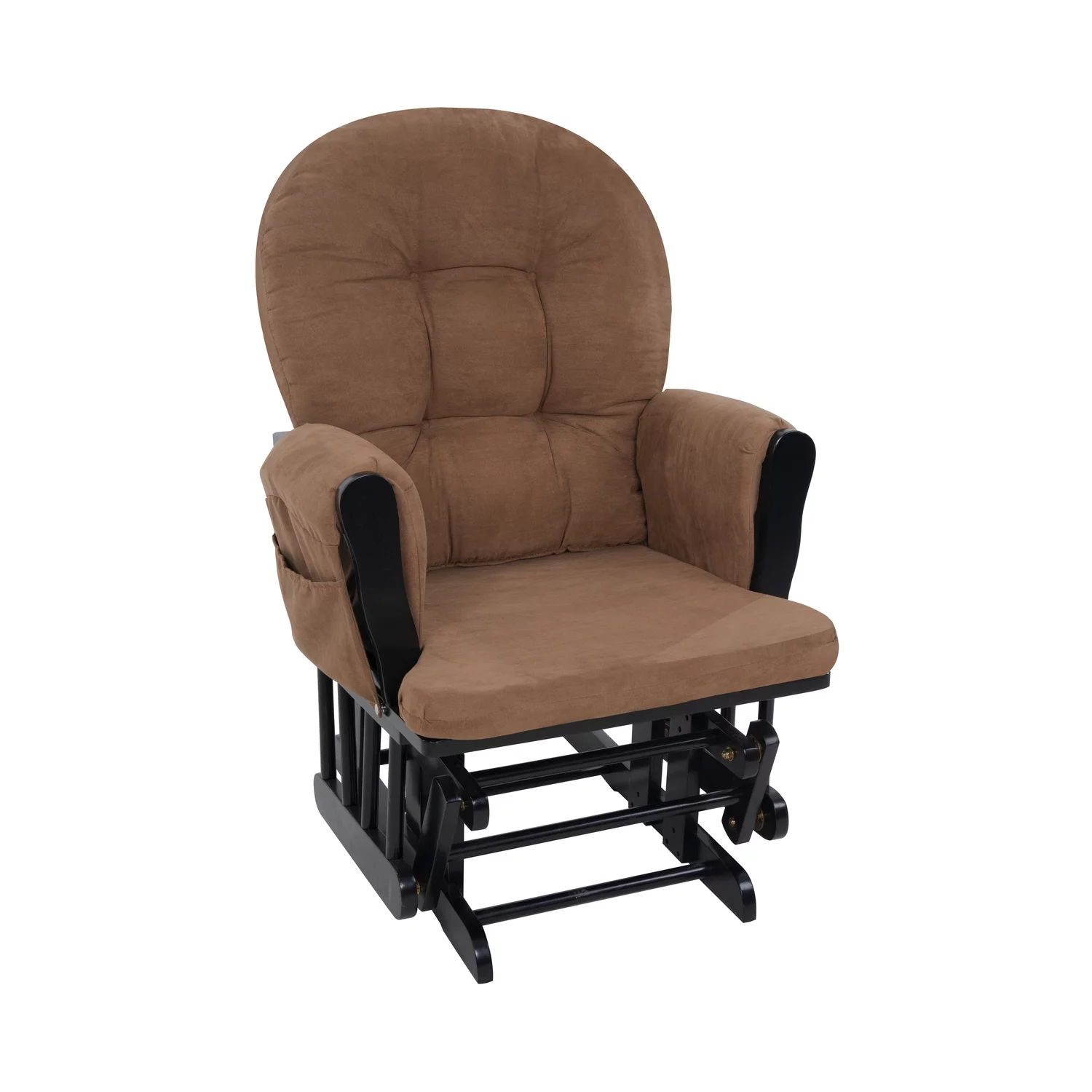 Nursery Glider & Ottoman Sets, Reclining Swivel Glider Rocker with Ottoman, Nursery Rocking Chair for Baby Room, Upholstered Nursery Recliner Glider with Ottoman, Padded Arms - Chocolate, Black