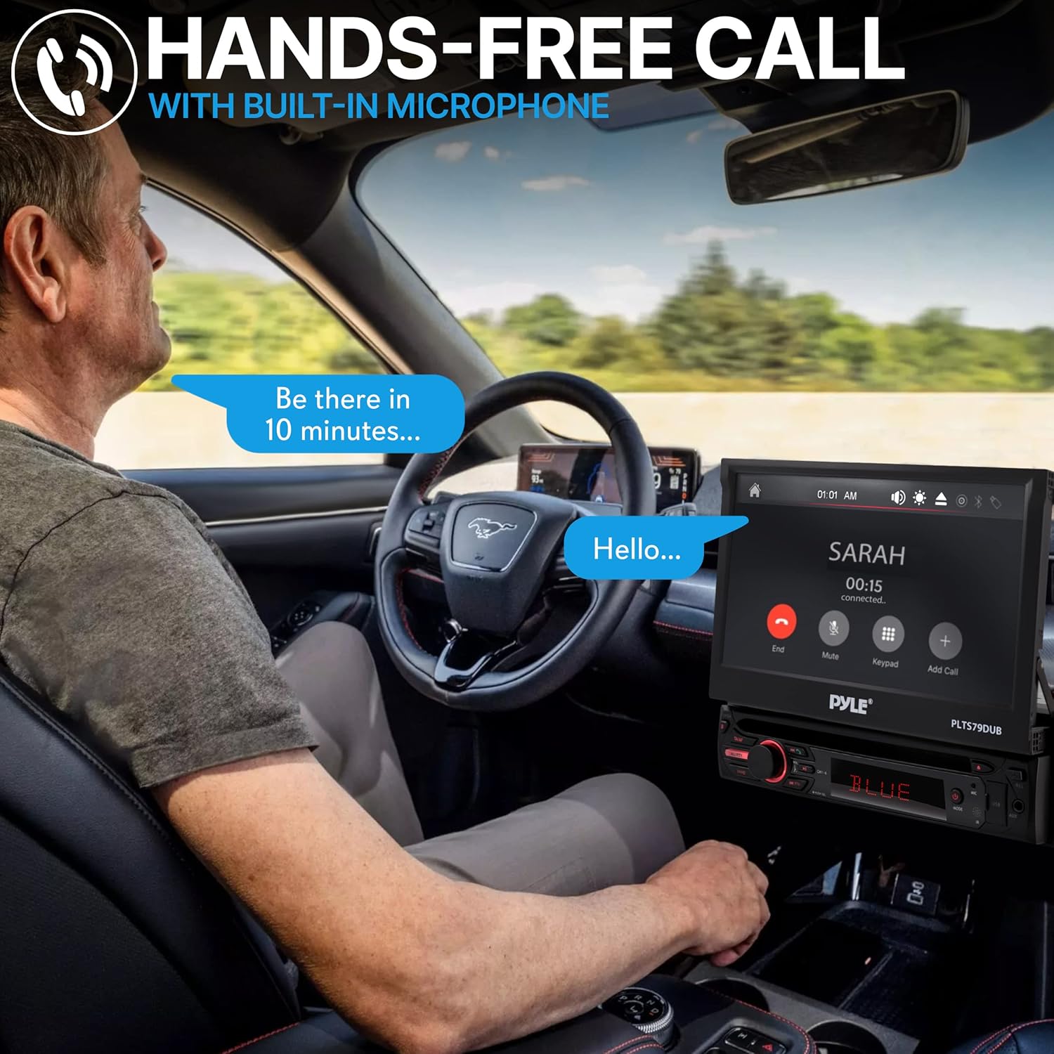 Pyle Car Stereo Video Receiver - Multimedia Player, BT Wireless Streaming, Hands-Free Talking, Motorized Fold-Out 7" Touchscreen Display, MP4/MP3/USB/SD/AM/FM Radio, Single DIN - PLTS73UB.5