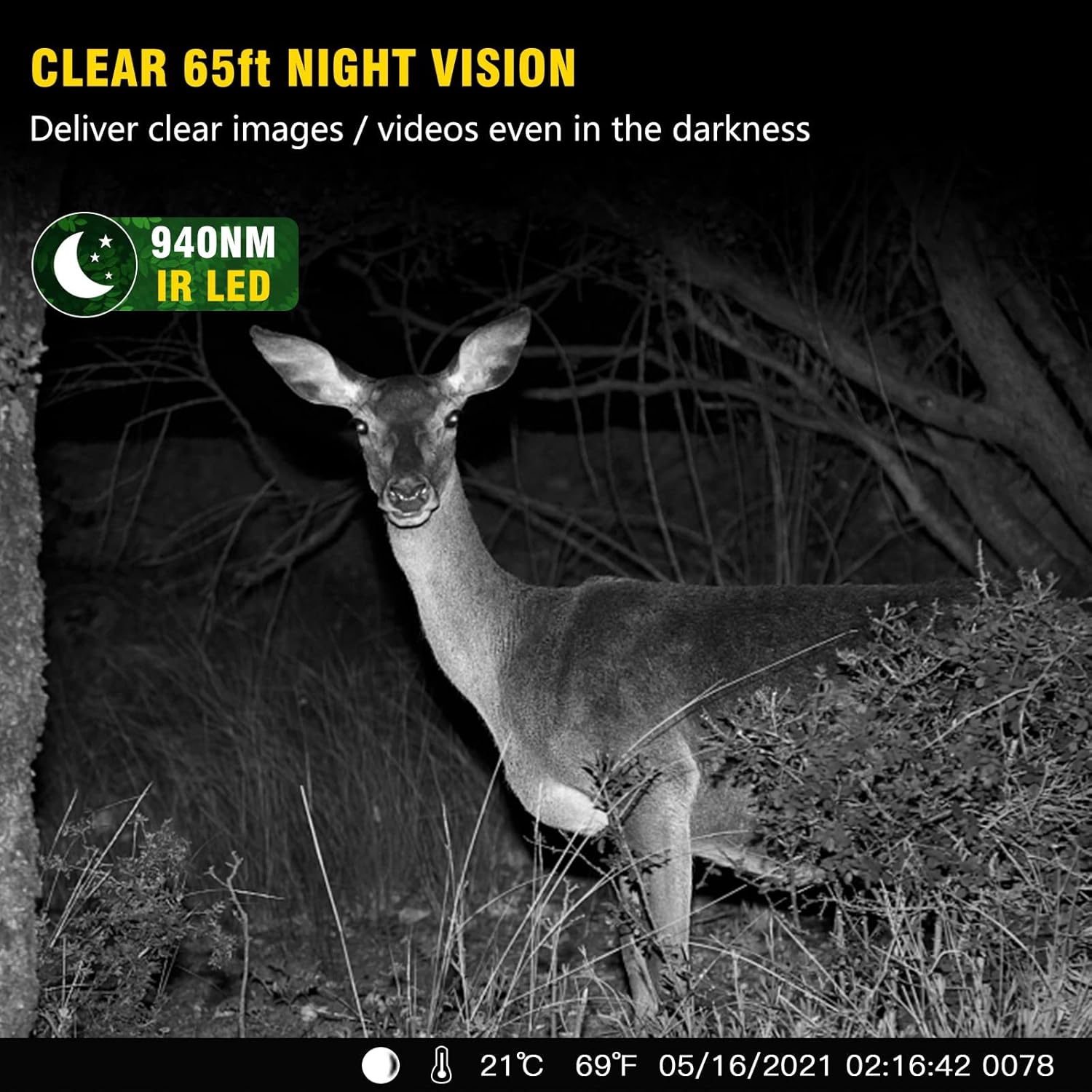 Trail Camera 4K 32MP, Wildlife Camera 120° Monitoring Fast 0.2s Trigger Speed, Hunting Game Cameras w/ Night Vision Motion Activated Waterproof IP66 for Outdoor, 940nm No Glow, 32GB Micro SD Card