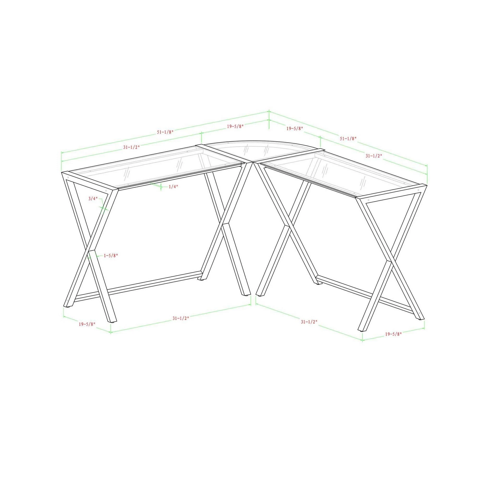 Glass L Shaped Computer Desk with Keyboard Tray Black - Saracina Home
