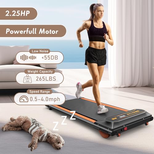 Under Desk Treadmill for Home Walking Pad Machine with LED Display and 12 Preset Programs Portable Treadmill Jogging Machine for Office Small Space by FANOFUN