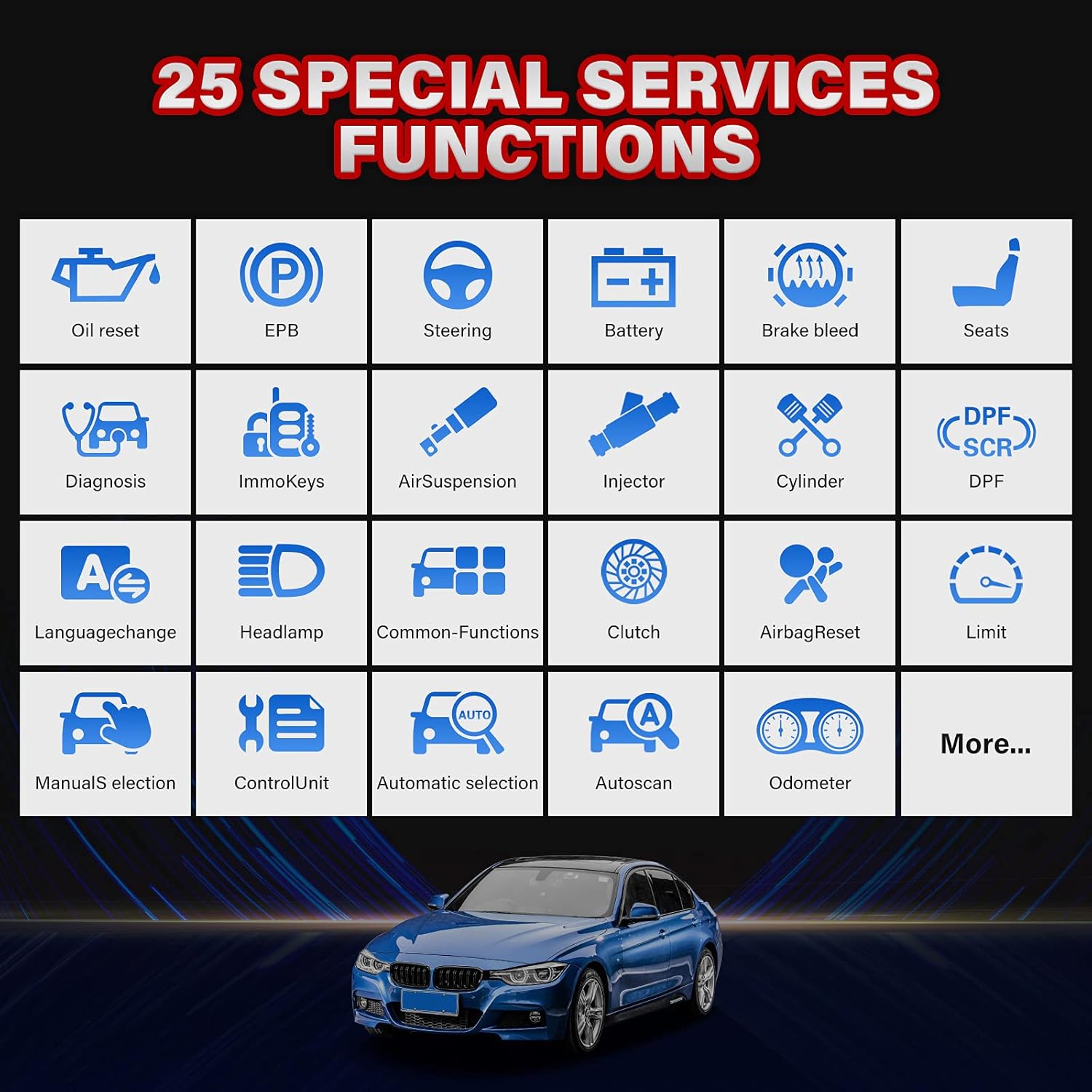 Scanner MaxiCOM MK808, Autel 2022 Newest OBD2 Car Diagnostic Scanner, Equipped with 25+ Maintenance Functions, All System Diagnosis, IMMO/EPB/BMS/SAS/TPMS/AutoVIN/ABS Bleeding