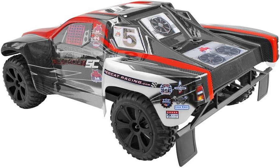 Redcat Racing Blackout SC 1/10 Scale Electric Short Course Truck with Waterproof Electronics Vehicle, Red