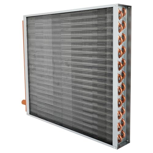 24x24 Heat Exchanger Water To Air, Forced Air Heating with 1" Copper Ports Hot Water Coil for Outdoor Wood Furnaces, Residential Heating
