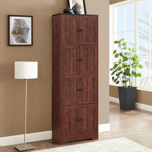 Corner Curio Cabinet, Glass Display Cabinet, Lighted Corner Curio China Cabinet with Adjustable Shelves and Mirrored Back for Living Room, Bedroom, Dining Room (Corner)