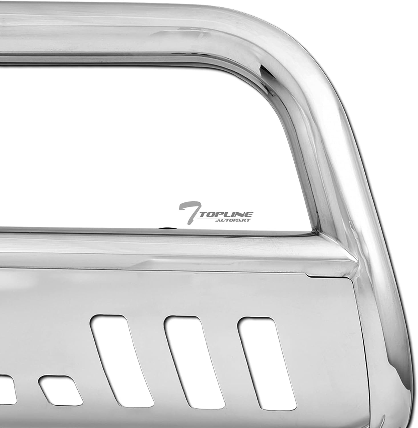 Polished Stainless Steel Bull Bar Brush Push Front Bumper Grill Grille Guard With Skid Plate Compatible With 10-23 Toyota 4Runner