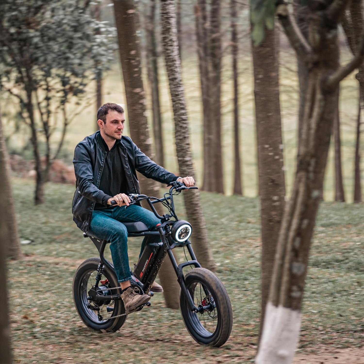 MACFOX X2 Electric Bike, Ebike 750W/48V/20Ah, 20" Fat Tire Electric Bicycles Up to 28MPH & 45+ Miles with Retro Motorcycle Design, Removable Battery, 80Nm Max Torque (Brown)