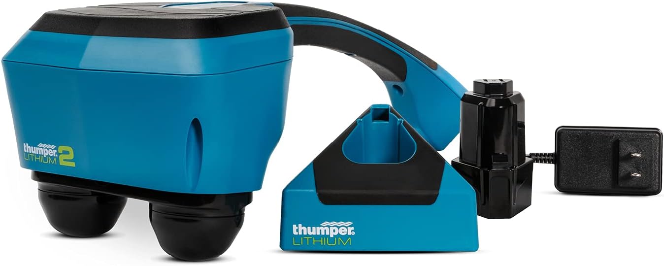 THUMPER LITHIUM2 Back Massager Cordless Dual Head Powerful Back Hip Deep Tissue Percussion Massager Handheld 5 Speed Sciatic Nerve Massage Machine Professional Personal Muscle Pain Relief