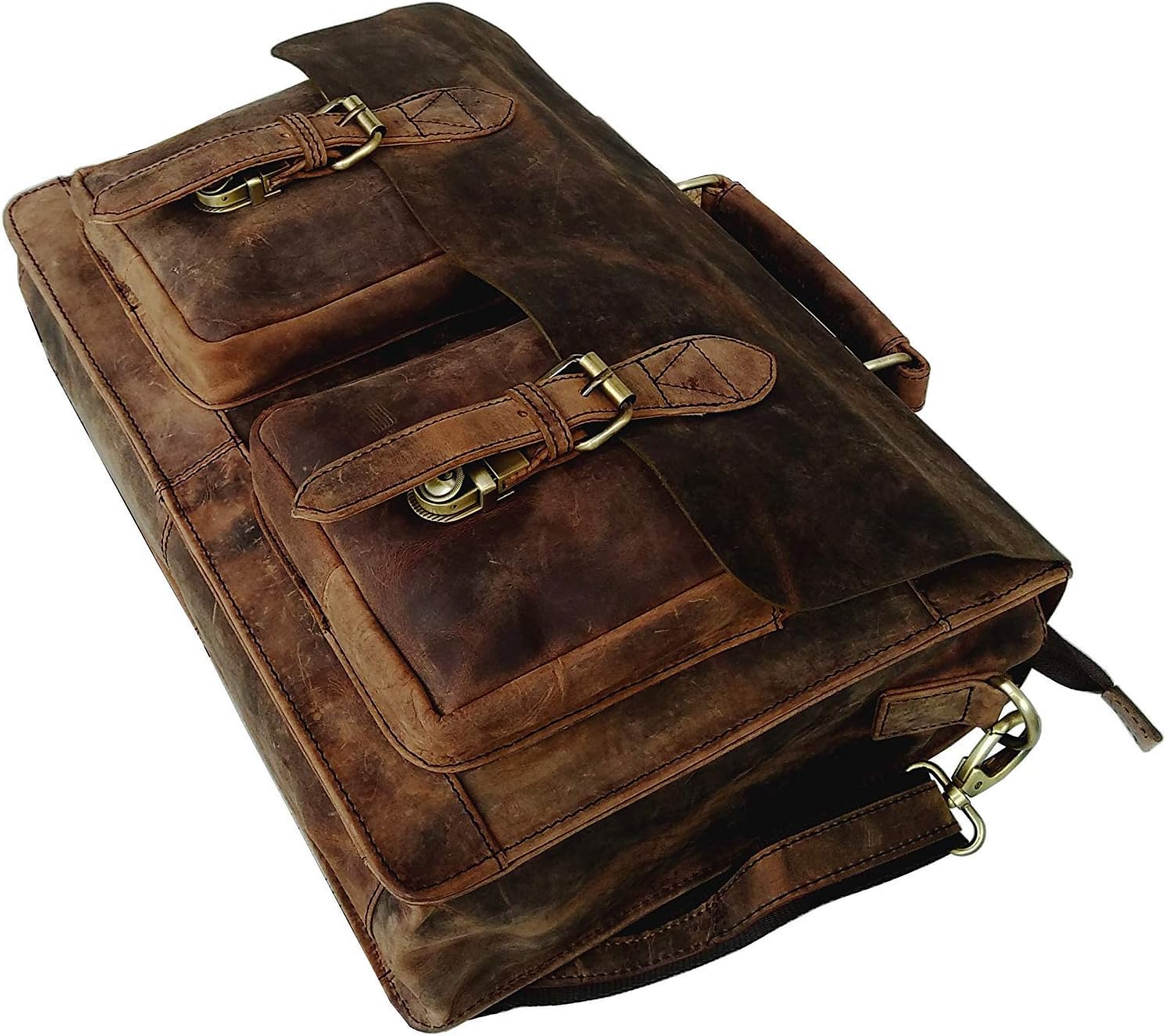 cuero Retro Genuine Buffalo Vintage Hunter Leather Men Laptop Messenger Shoulder Bag Office Briefcase College Bag For Men And Women By Cuero (15 inch)