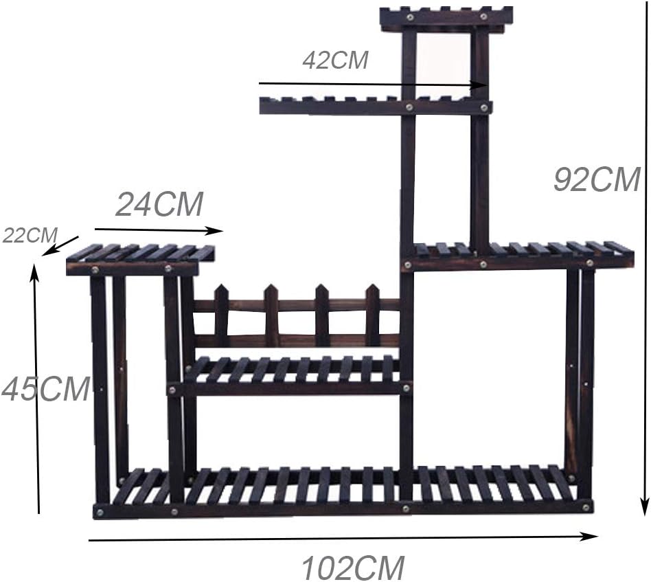 Flower Shelf Plant Floor Stand Wood Storage Shelves Multi-Layer Unit Pot Holder Shelving Multifunctional Bonsai Rack for Garden Outdoor Patio Decoration