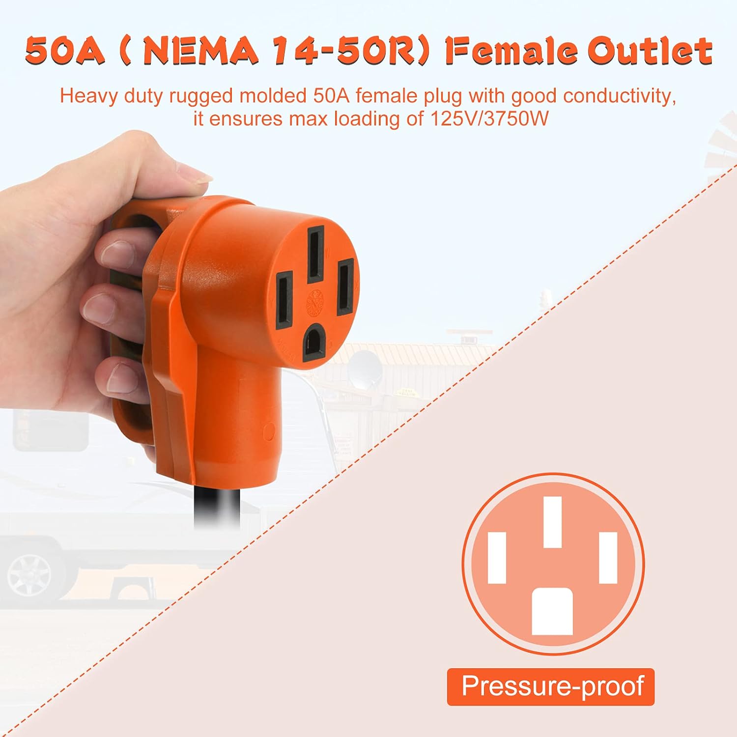 OPL5 30 Amp Male to 50 Amp Female RV Adapter Cord 12inch, Heavy Duty Electrical Adapter with Handle TT-30P Male to 14-50R Female 125V/3750W Generator Adapter for RV Trailer (30A Male to 50A Female)