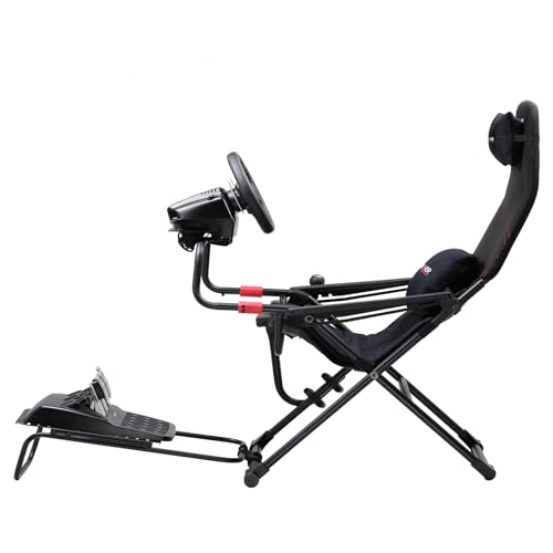 GTPLAYER Sim Racing Cockpit Foldable & Adjustable for High Performance Sim Racing Compact & Flexible Supports All Steering Wheels & Pedals for PC Wheel and Pedals Not Included(Black)
