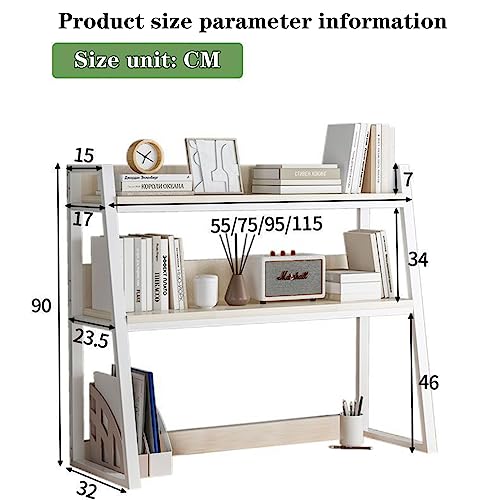 Desktop Bookshelf Desk Organizer Shelf 3-Tier Metal Structured Wood Panels Desk Hutch Bookcase Display Rack Storage for Computer Monitor for Dorm Office Home,30x13x35