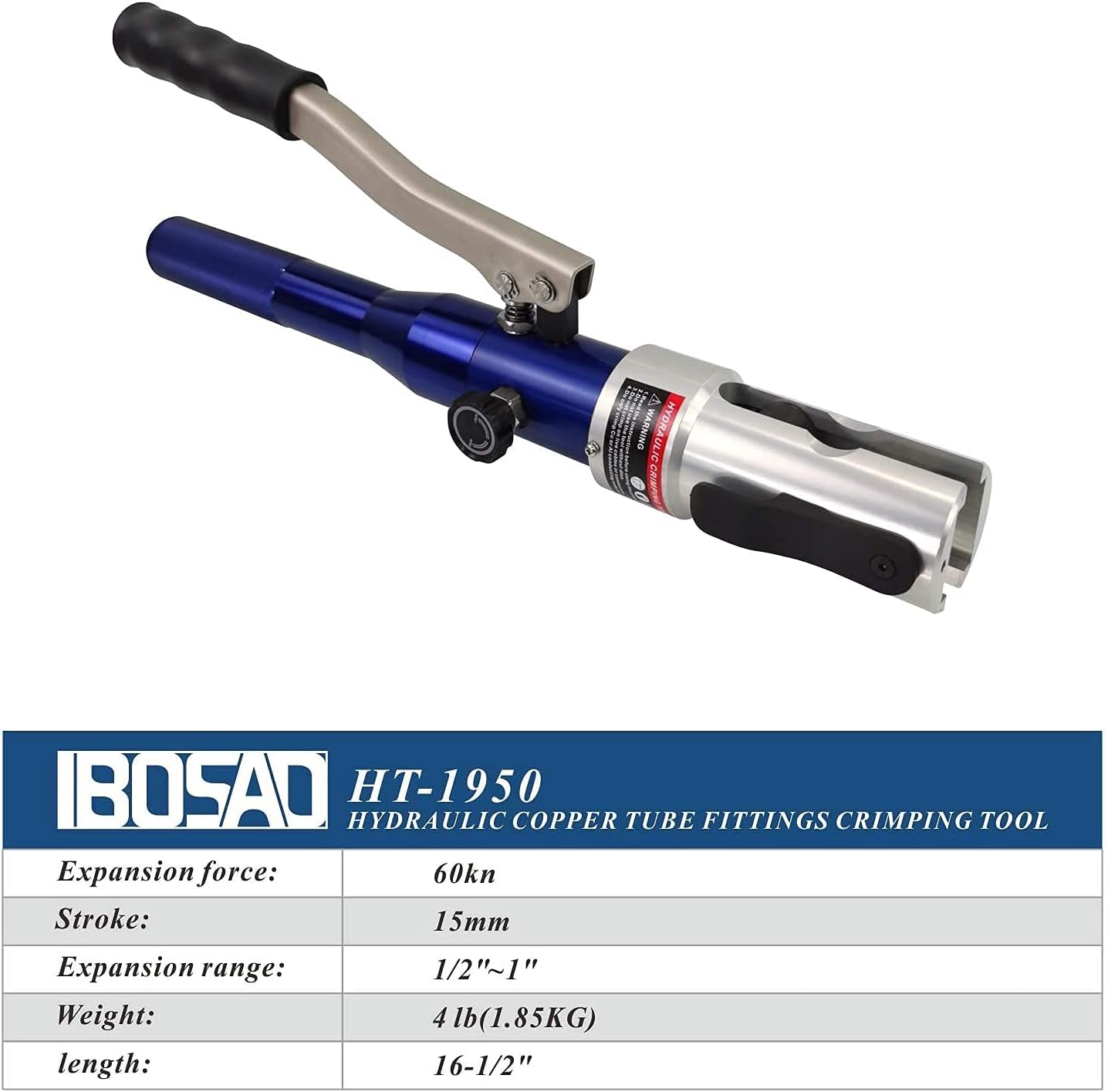IBOSAD Copper Tube Fittings Hydraulic Pipe Crimping Tool with 1/2 inch,3/4 inch and 1 inch Jaw Copper Pipe Propress Crimpers Pressing Pliers,Suit for Narrow Space and Tee Fitting，Hydraulic drive