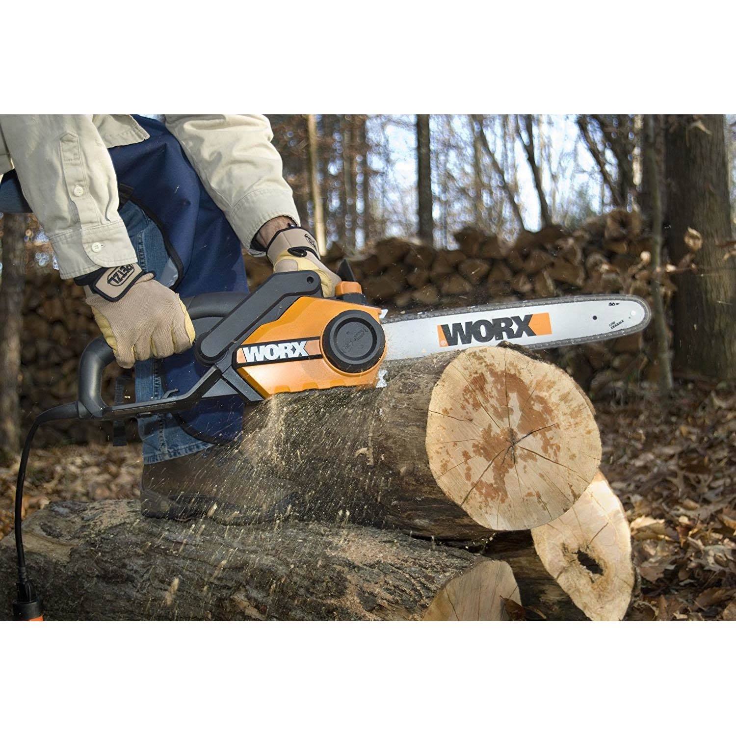 Worx 16-Inch Bar Powerful 14.5 Amp Lightweight Corded Electric Chainsaw (2 Pack)
