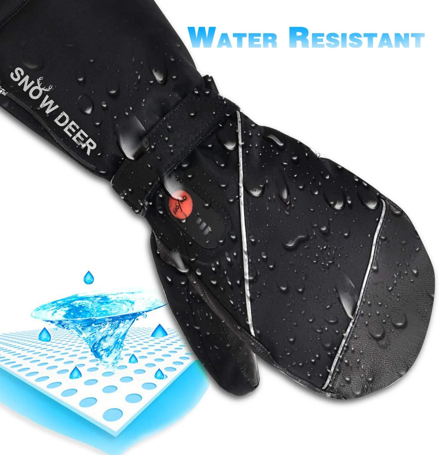 SNOW DEER Heated Mittens Gloves Men Women - 7.4V 2200MAH Electric Rechargeable Battery Gloves for Winter Skiing Skating Snow Camping Hiking Heated Hand Warmer Gloves