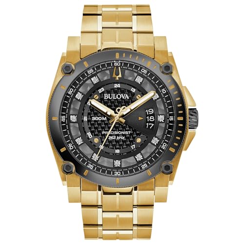 Bulova Men’s High Precisionist Quartz Icon Grey IP and Rose Gold Watch, Diamonds, 300M Water Resistant
