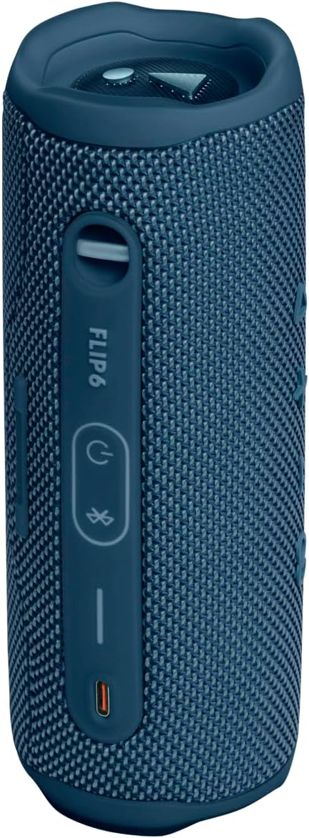 JBL Flip 6 Portable Bluetooth Speaker Bundle - Grey and Blue, Powerful Sound, IPX7 Waterproof, 12 Hours Playtime