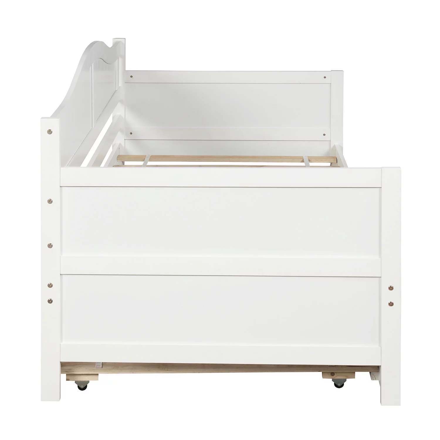 White Wooden Twin Size Daybed with Trundle Bed