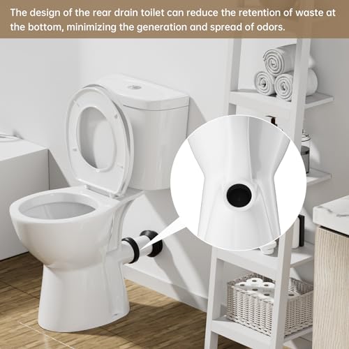 SUPERFLO Rear Outlet Toilet With 19 Inch Tall Toilet Bowl & Tank, High Toilets For Seniors With Rear Discharge-Includes Extension Pipe