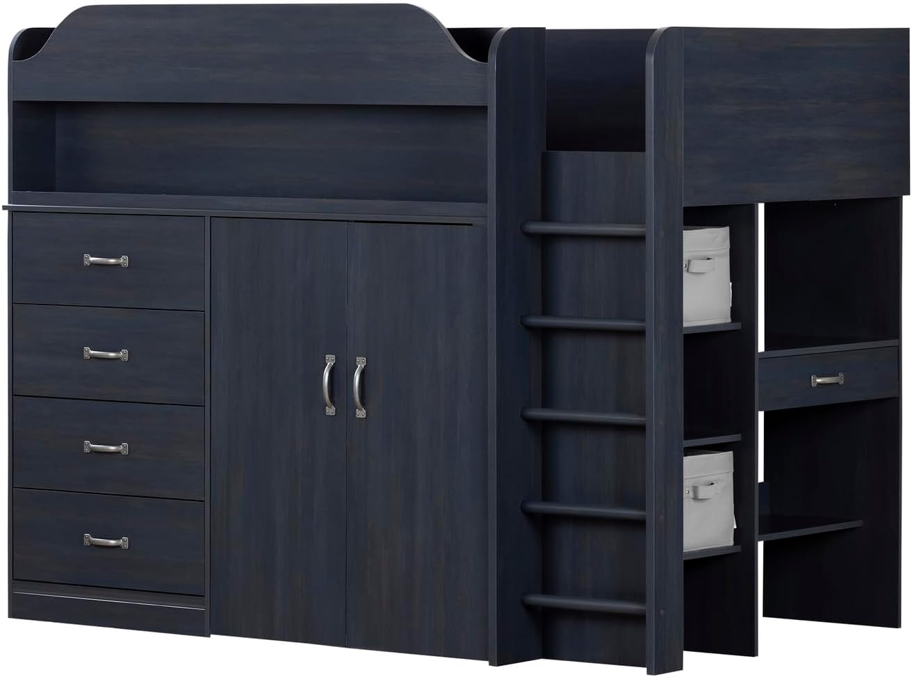 Boldly Bohemian Bed with Desk Pure White, Rectangular, Twin Size, Murphy bed, Wood - 77 x 42 x 72.5 inches