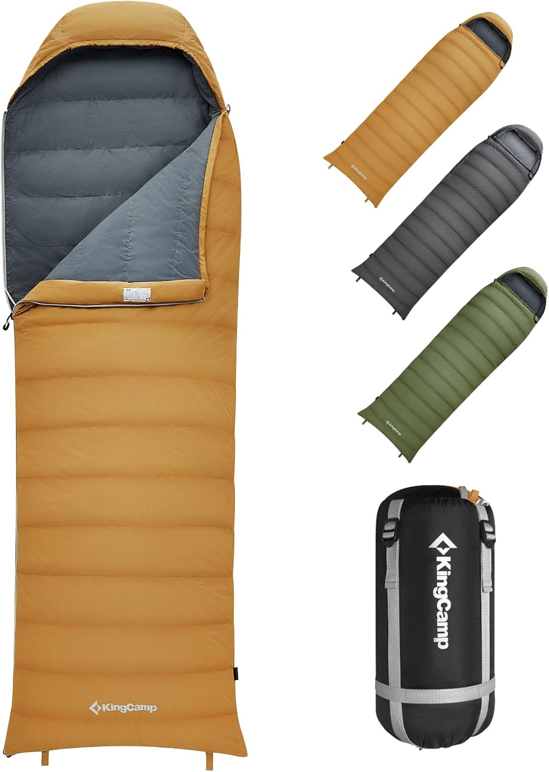 Kingcamp Down Sleeping Bag 650 Fill Power Ultralight Compact Portable 0 Degree Sleeping Bags for Adults Cold Weather Backpacking Camping Hiking Traveling with Compression Sack
